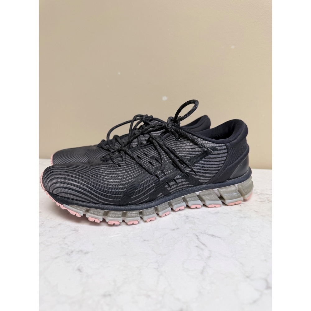 Asics Black Running Shoes with Pink Accents